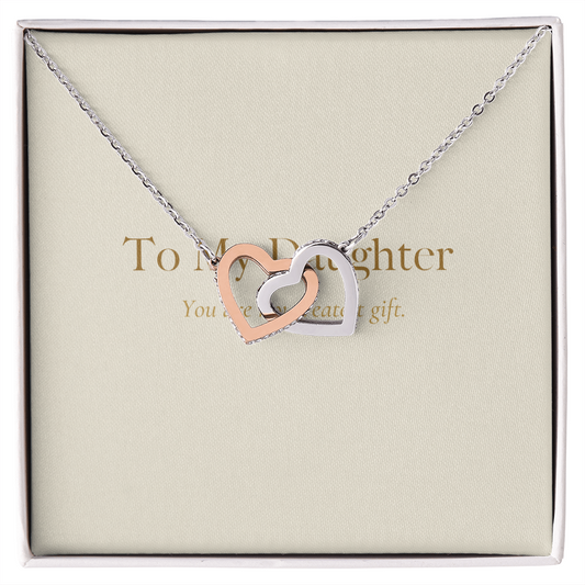 To My Daughter — Interlocking Hearts Necklace